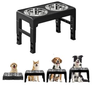 Multi Heights Folding Feeder, Raised Dog Bowls - Adjustable Heights