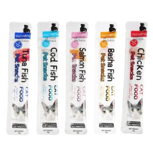 10pcs 15g/Stripe Cat Strips Pet Snacks Various Flavors Nutritious Protein Wet Cat Food