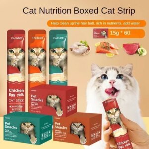 Cat snacks, cat treats in the form of strips. Tuna and chicken cat snacks