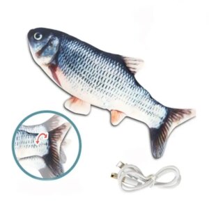 Pet Fish Soft Plush Toy USB Charger Fish Cat 3D Simulation Dancing Wiggle Interaction Supplies