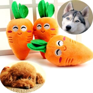 3pcs Pet Dog Squeaky Carrot Plush Toys