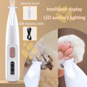 Pet Hair Trimmer with LED Display & 18mm Blade for Dogs